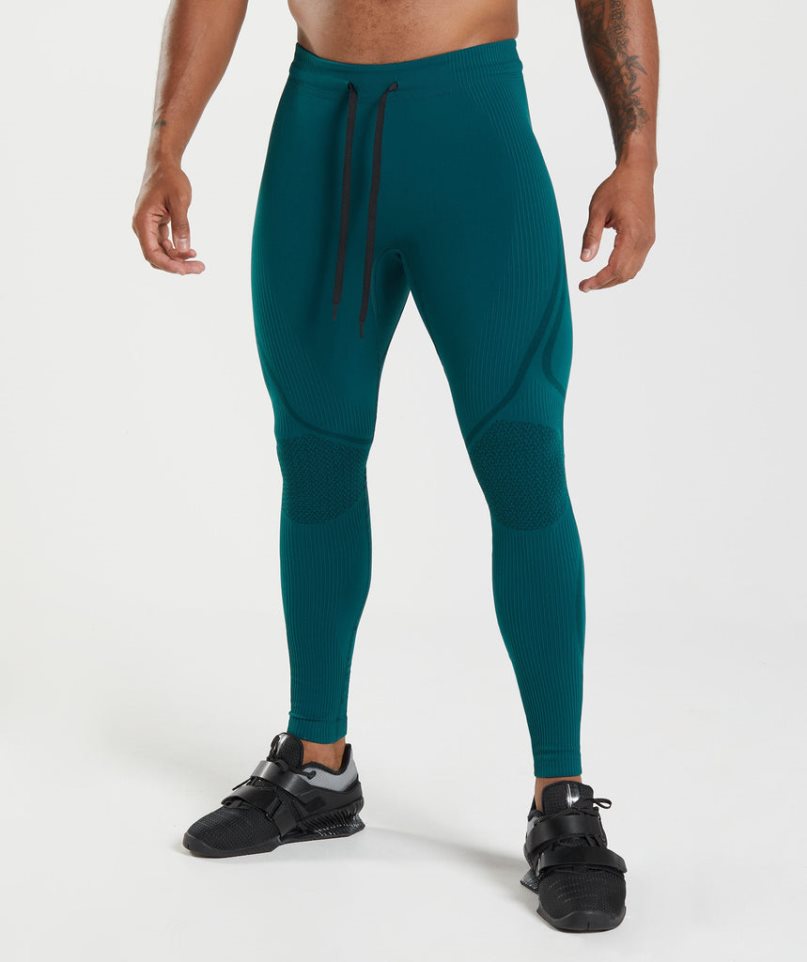 Legginsy Gymshark 315 Seamless Męskie Turkusowe | PL 496JHL